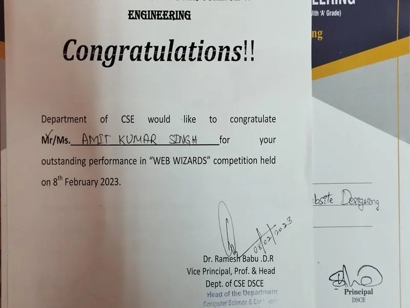 Amit Kumar Singh – Runner-up – Web Wizard 2023