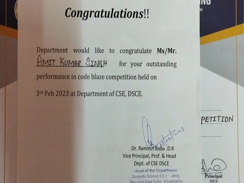 Amit Kumar Singh – Winner – CodeBlaze 2023