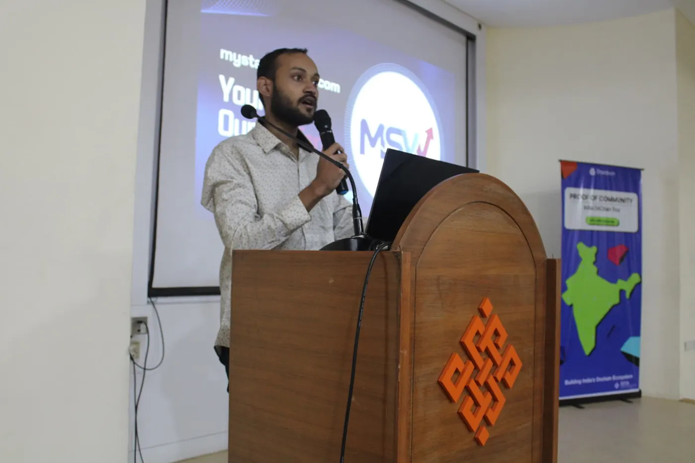 Amit Kumar Singh on stage – HackSprint 2026 · REVA University, Bengaluru (2)