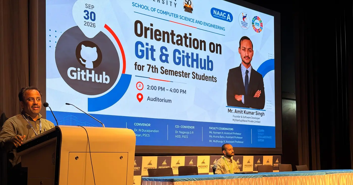 Amit Kumar Singh at the podium, Presidency University