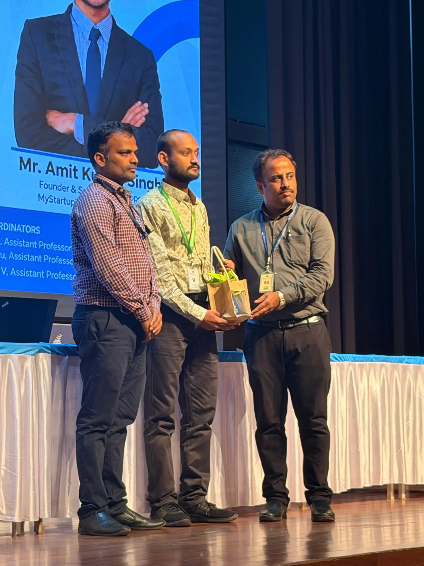 Amit Kumar Singh being felicitated by the faculty