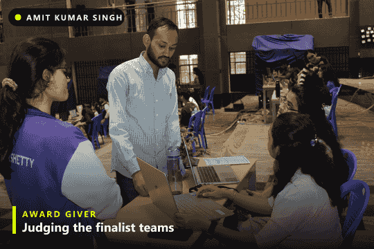 Amit Kumar Singh at HackSprint 2026 – judging teams and presenting the winning prizes